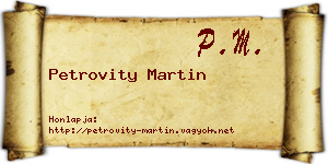 Petrovity Martin névjegykártya